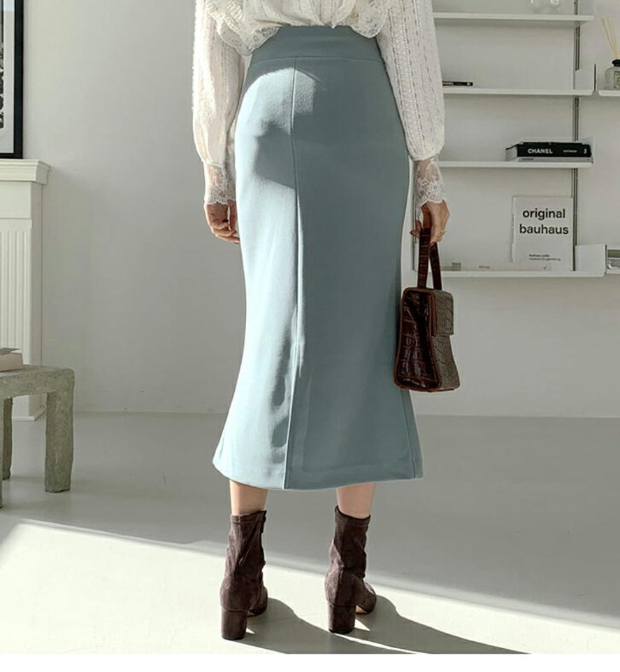 スリムマーメイドスカート・全4色・t56587 レディース 【sk】【韓国 ファッション ボトムス スカート ロング ロングカート マーメイド スリム スリット ウエストゴム スカート 体型カバー スリム 上品 デイリー カジュアル 秋 冬】