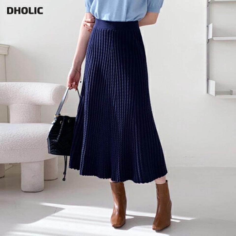 ケーブルリブスカート・全4色・b56615 レディース 【sk】【韓国 ファッション ボトムス スカート ロング ロングカート ケーブル リブ ニットスカート ウエストゴム フレアスカート フレア 体型カバー スリム 上品 デイリー Aライン カジュアル 秋 冬】