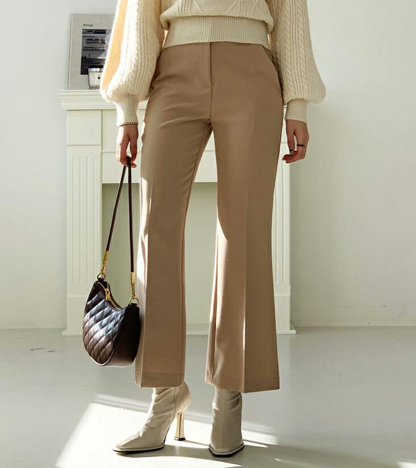 ブーツカットスラックス・全4色・t56594 レディース 【pt】【韓国 ファッション ボトムス パンツ スリム スラックス ストレッチ 美脚 大人 女の子 無地 冬パンツ 秋パンツ ストレート 細身 タイト ハイウエスト カジュアル 秋 冬】