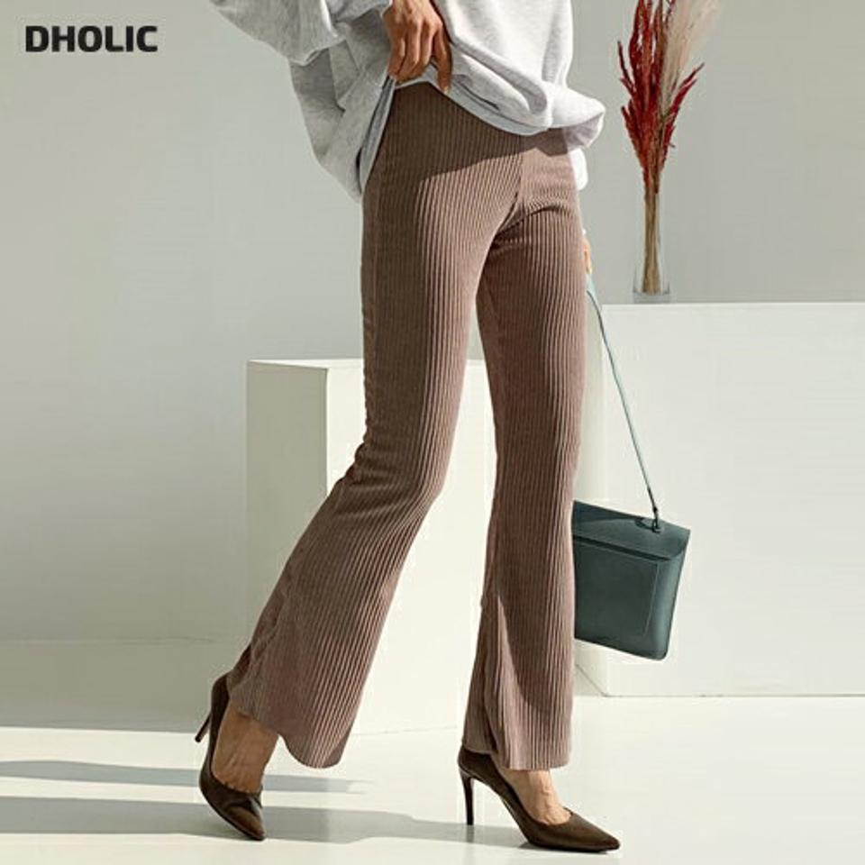 リブブーツカットパンツ・全4色・t61412 レディース 【pt】【韓国 ファッション ボトムス パンツ フルレングス ロング ウエストゴム スリム 細身 タイト ハイウエスト カジュアル 秋 冬】