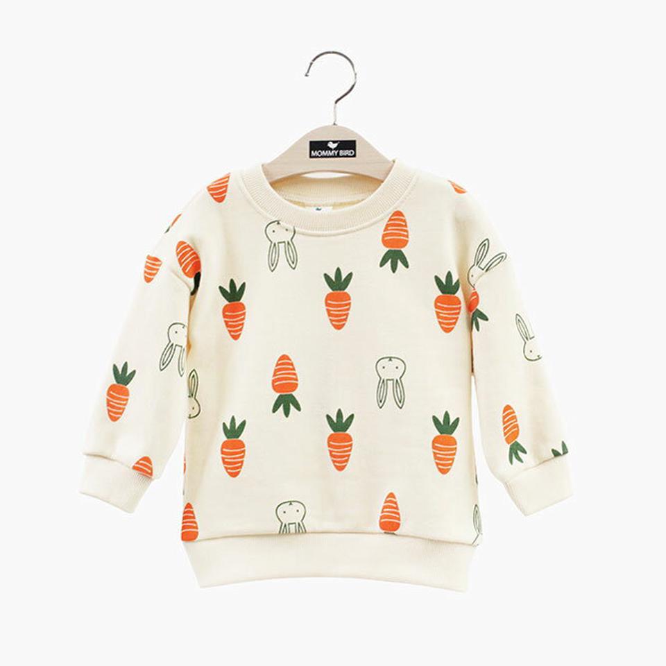 にんじんうさぎスウェット上下SET・p010877 キッズ【3~8才】【set】【セットアップ setup トップス 長袖 スウェット トレーナー パンツ ズボン 柄 カジュアル 女の子 男の子 秋 冬 韓国 韓国子供服 子供 こども 子供服 こども服】【KIDS】