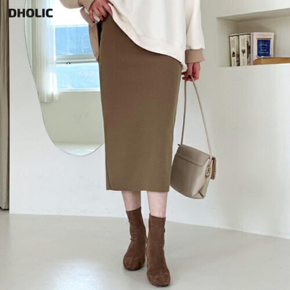 ウエストゴムペンシルスカート・全4色・t56607 レディース 【sk】【韓国 ファッション ボトムス スカート ロング ロングカート ペンシル スリット ウエストゴム スカート 体型カバー スリム 上品 デイリー カジュアル 秋 冬】