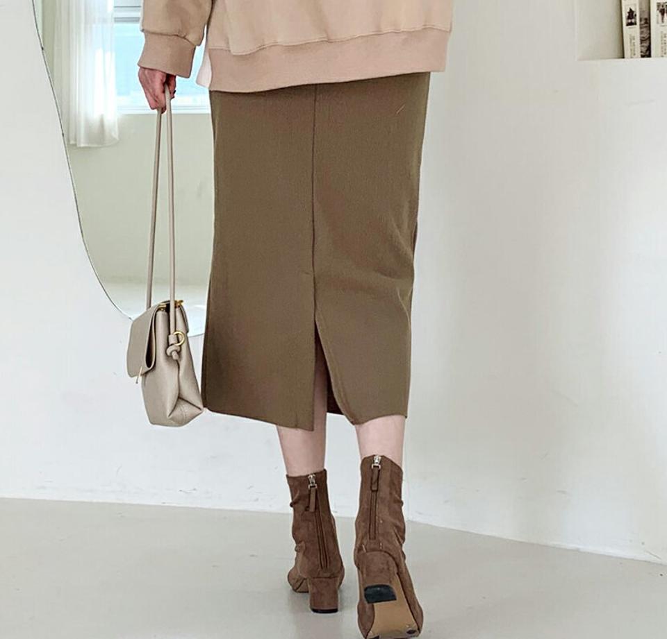 ウエストゴムペンシルスカート・全4色・t56607 レディース 【sk】【韓国 ファッション ボトムス スカート ロング ロングカート ペンシル スリット ウエストゴム スカート 体型カバー スリム 上品 デイリー カジュアル 秋 冬】