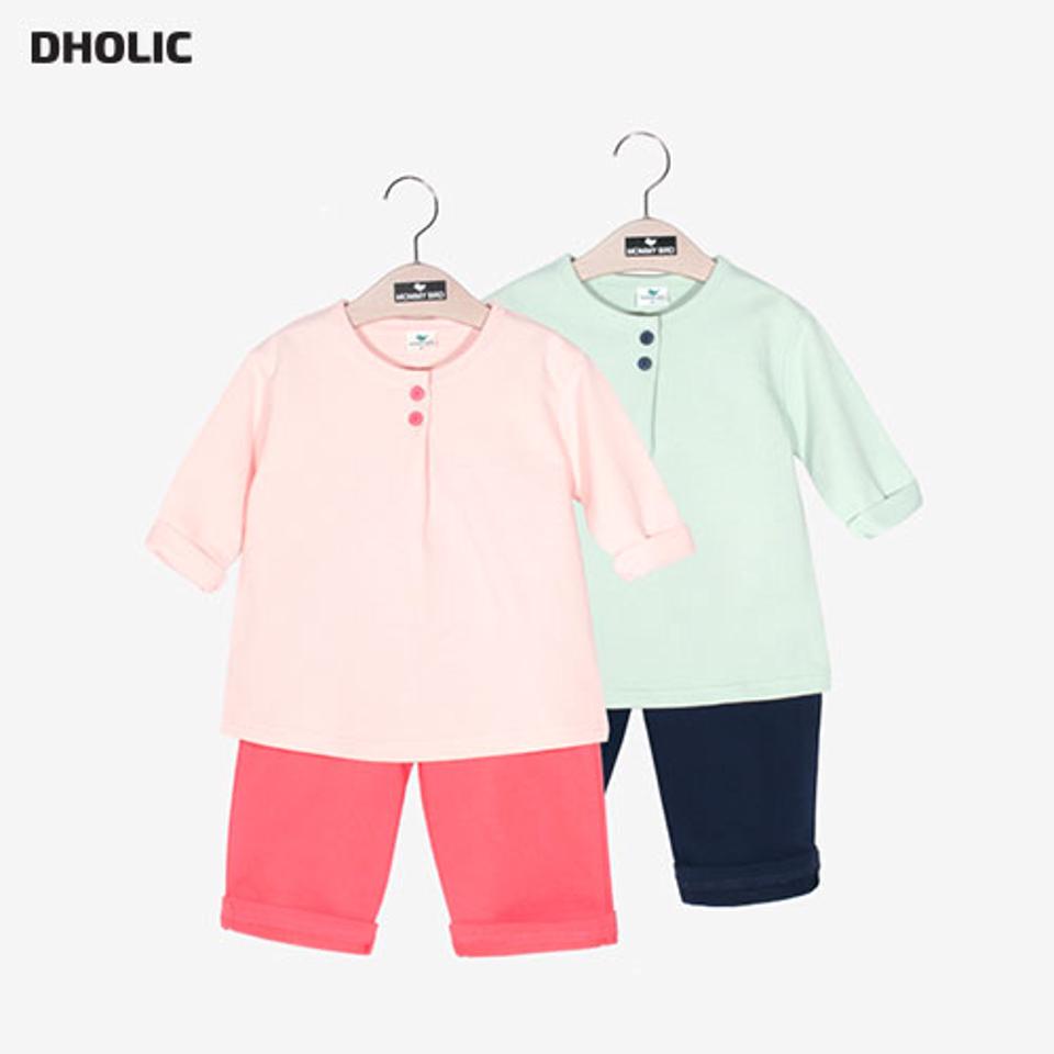 ツーボタンスウェット上下SET・p010879 キッズ【3~8才】【set】【セットアップ setup トップス パンツ ズボン ボタン カジュアル ラフ シンプル 女の子 男の子 秋 冬 韓国 韓国子供服 子供 こども 子供服 こども服】【KIDS】