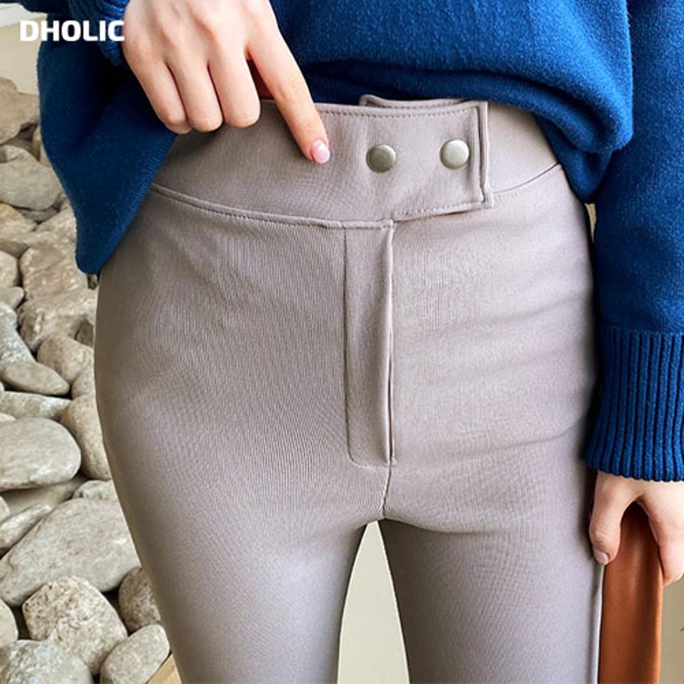 ツーボタンスリムパンツ・全3色・t66131 レディース 【pt】【パンツ ズボン ロングパンツ スリム ツーボタン スキニー スキニーパンツ 単色 無地 シンプル カジュアル 秋 冬 韓国 ファッション】【ハイホリHIHOLLI】