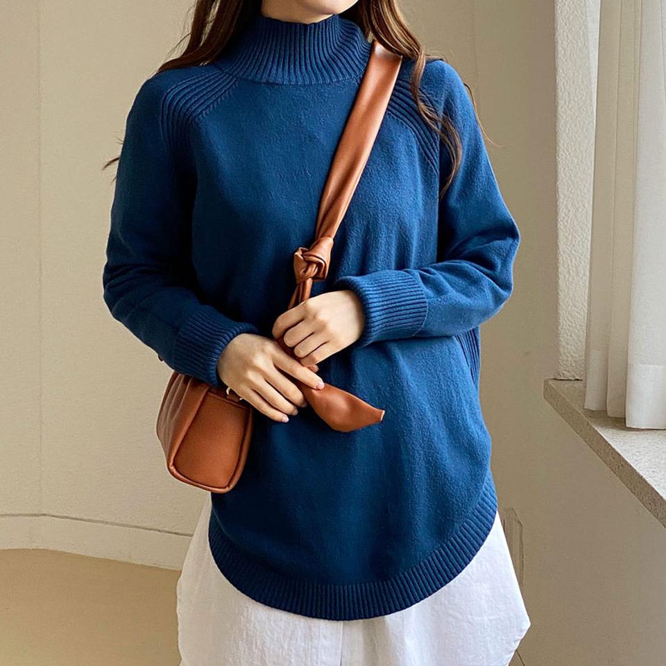 ハイネックスリットニット・全5色・b66116 レディース 【tops】【トップス ニット ニットトップス スリット 長袖 ハイネック 単色 無地 シンプル カジュアル 大人 ラフ カシミヤ 秋 冬 韓国 ファッション】【ハイホリHIHOLLI】