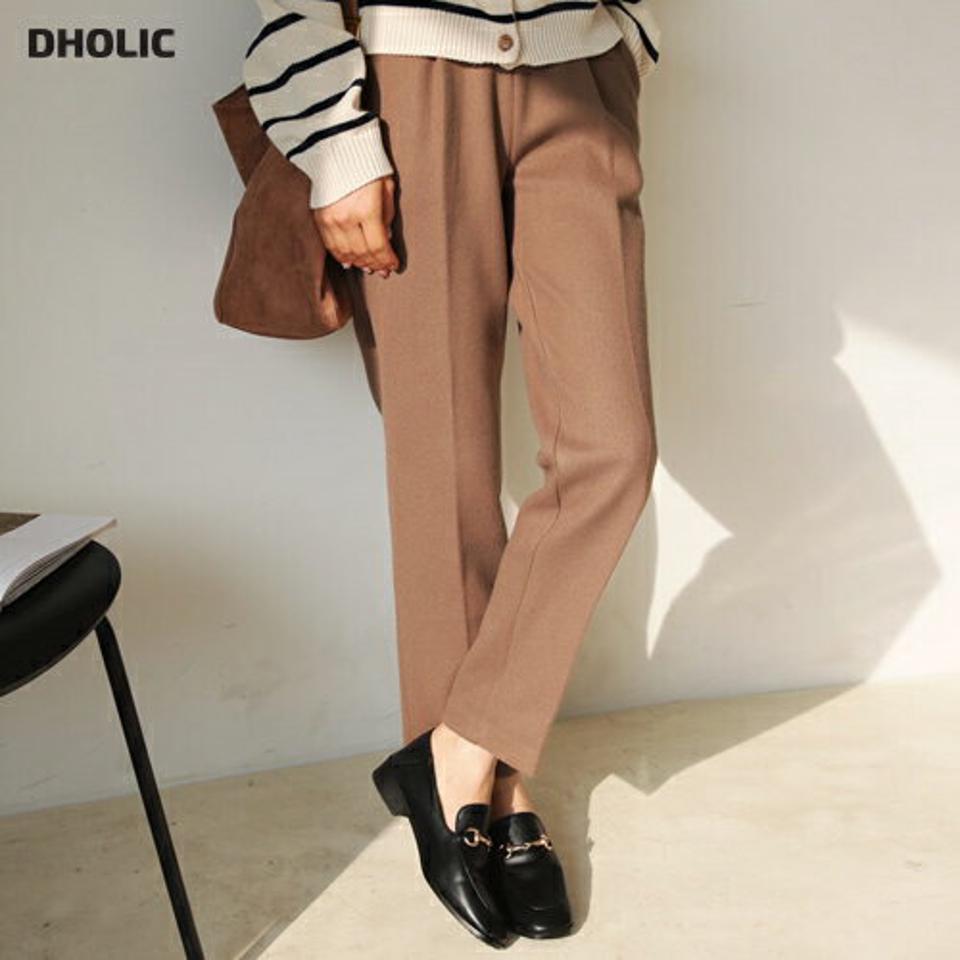 ウール混スリムスラックス・全3色・b62534 レディース 【pt】【韓国 ファッション ボトムス パンツ ロング ロングパンツ ウール スリム フィット ウエストゴム サイドポケット タック あたたかい 体型カバー カジュアル 秋 冬】