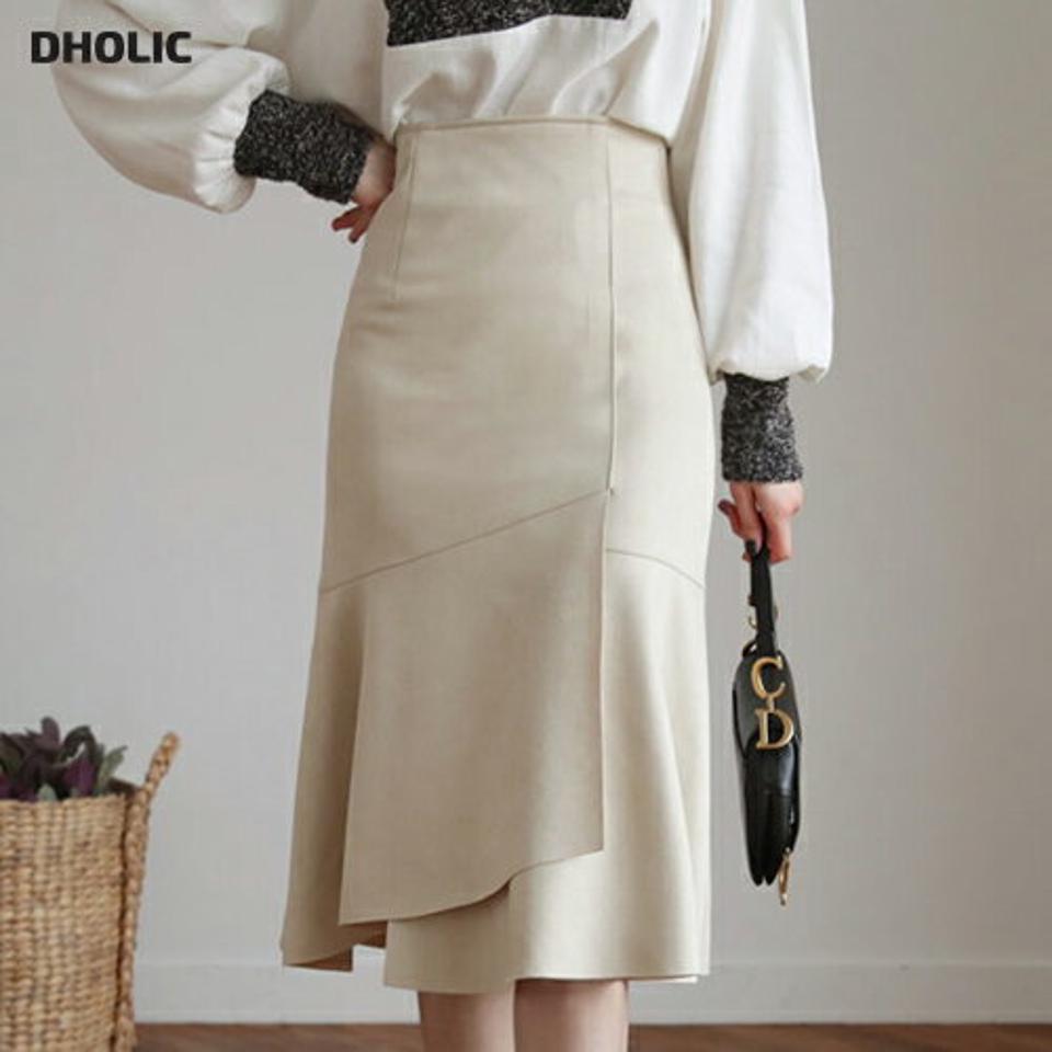 フレアスリットスカート・全2色・t62559 レディース 【sk】【韓国 ファッション ボトムス スカート ミディ ミディカート フレア スリット バックファスナー アンバランス 上品 無地 エレガンス カジュアル 秋 冬】