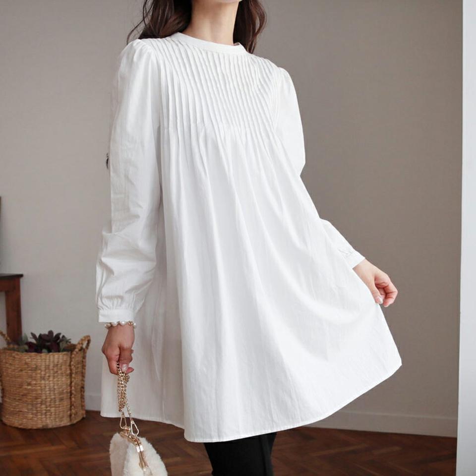 ≪人気商品再入荷≫2WAYピンタックワンピース・全2色・t62544 レディース 【ops】韓国ファッション ワンピース ミニ ミニワンピス ショート 2WAY ピンタック ラウンドネック ボタン 体型カバー ベーシック シンプル カジュアル 秋 冬