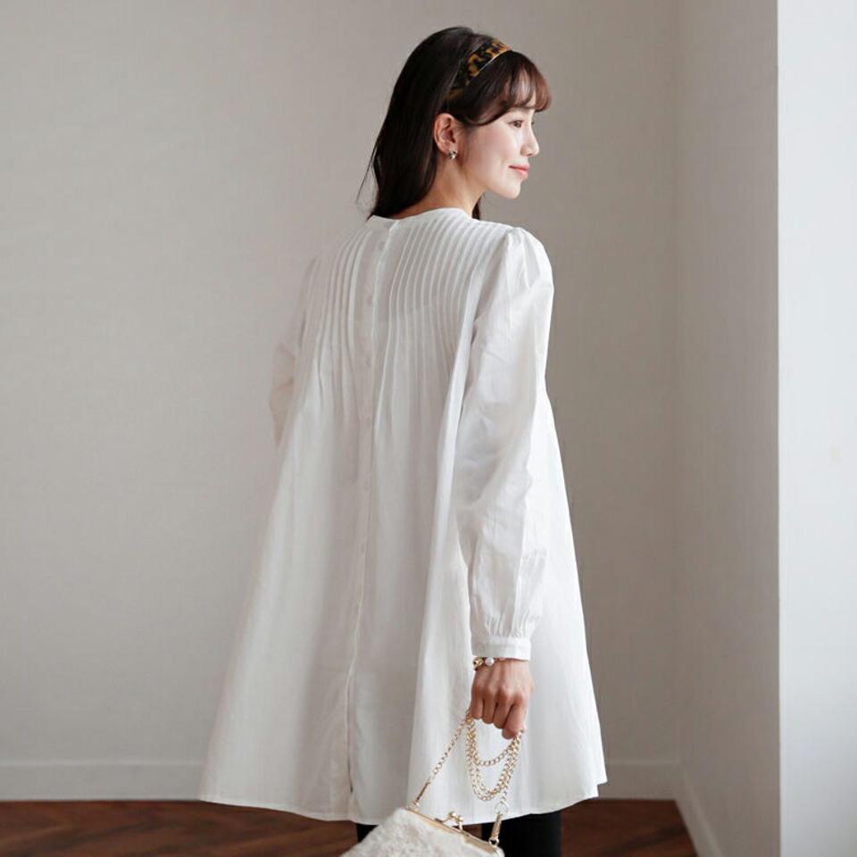 ≪人気商品再入荷≫2WAYピンタックワンピース・全2色・t62544 レディース 【ops】韓国ファッション ワンピース ミニ ミニワンピス ショート 2WAY ピンタック ラウンドネック ボタン 体型カバー ベーシック シンプル カジュアル 秋 冬