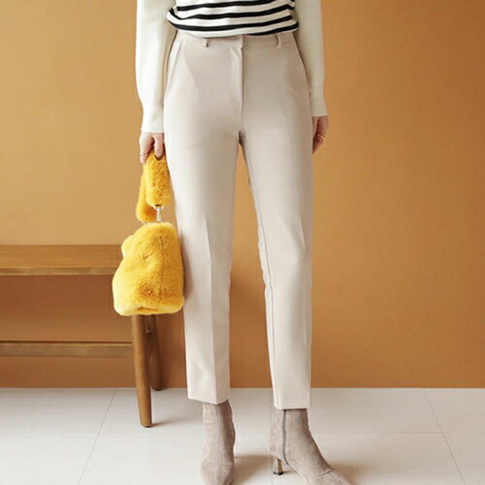 スリムフィットスラックス・全4色・t66084 レディース 【pt】【スラックス パンツ ズボン ロングパンツ スリム 単色 無地 シンプル きれいめ オフィスカジュアル 秋 冬 韓国 ファッション】【ハイホリHIHOLLI】