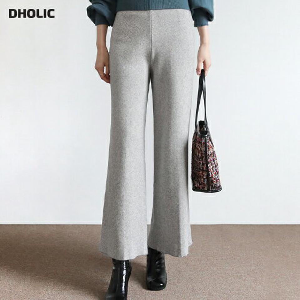 ヘリンボーンニットパンツ・全3色・b66080 レディース 【pt】【パンツ ズボン ロングパンツ ニット ニットパンツ ヘリンボーン シンプル 大人 カジュアル ウエストゴム 秋 冬 韓国 ファッション】【ハイホリHIHOLLI】