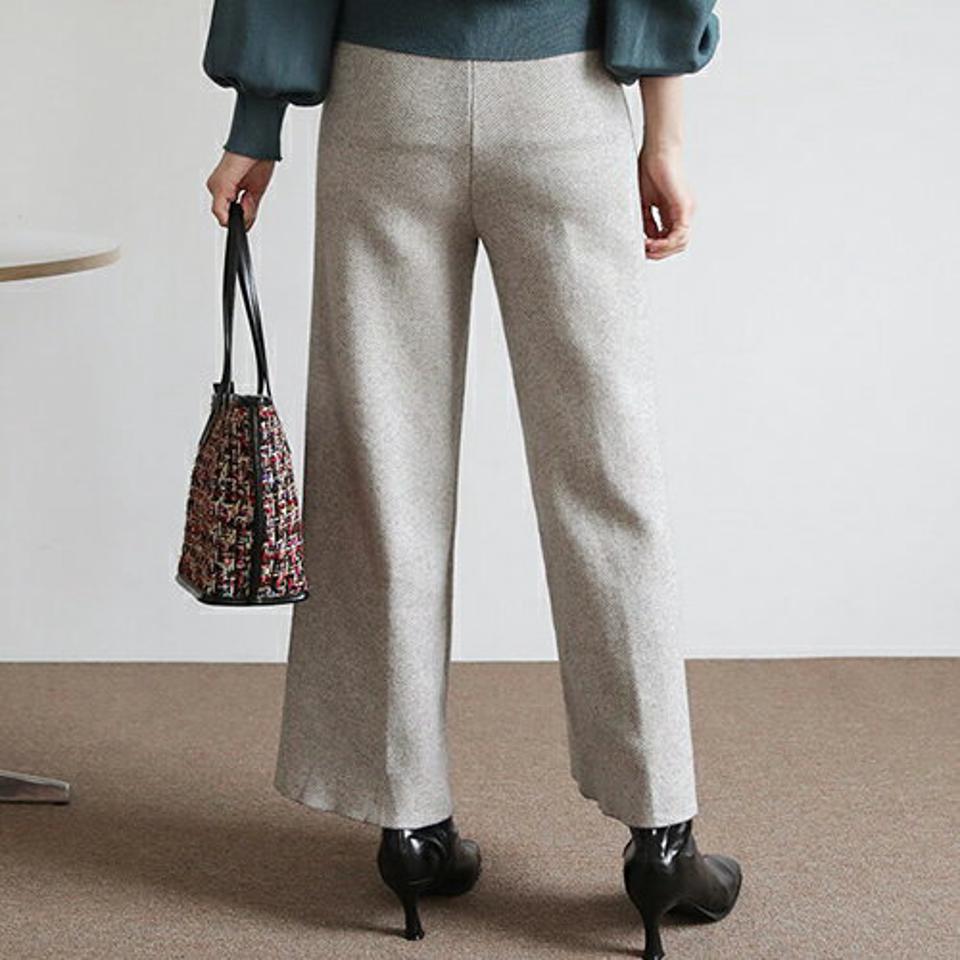 ヘリンボーンニットパンツ・全3色・b66080 レディース 【pt】【パンツ ズボン ロングパンツ ニット ニットパンツ ヘリンボーン シンプル 大人 カジュアル ウエストゴム 秋 冬 韓国 ファッション】【ハイホリHIHOLLI】