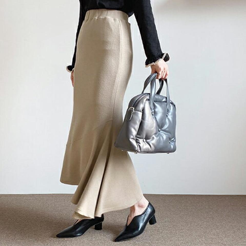 起毛マーメイドスカート・全3色・t66079 レディース 【sk】【スカート ロング ロングスカート マーメイド 起毛 ウエストゴム 単色 無地 アンバランス 上品 きれいめ 秋 冬 韓国 ファッション】【ハイホリHIHOLLI】