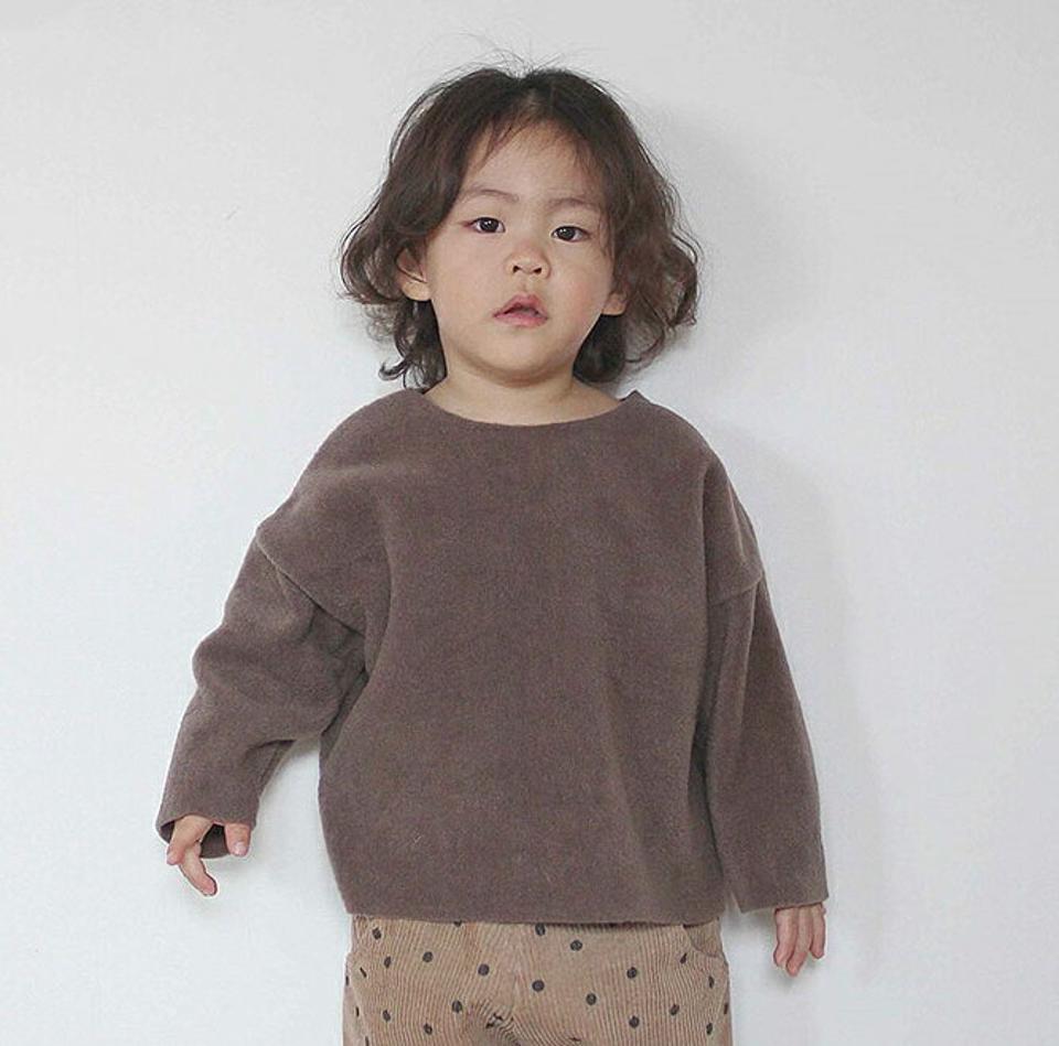 ボートネックウォームタッチTシャツ・u09816 キッズ【3~8才】【tops】【トップス Tシャツ 長袖 フリース ボートネック 単色 無地 シンプル カジュアル ラフ 女の子 男の子 秋 冬 韓国 韓国子供服 子供 こども 子供服 こども服】【KIDS】