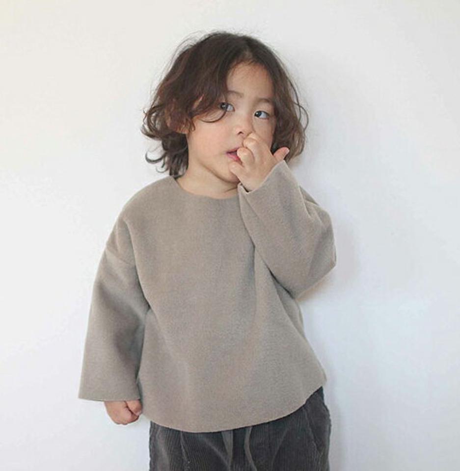 ボートネックウォームタッチTシャツ・u09816 キッズ【3~8才】【tops】【トップス Tシャツ 長袖 フリース ボートネック 単色 無地 シンプル カジュアル ラフ 女の子 男の子 秋 冬 韓国 韓国子供服 子供 こども 子供服 こども服】【KIDS】