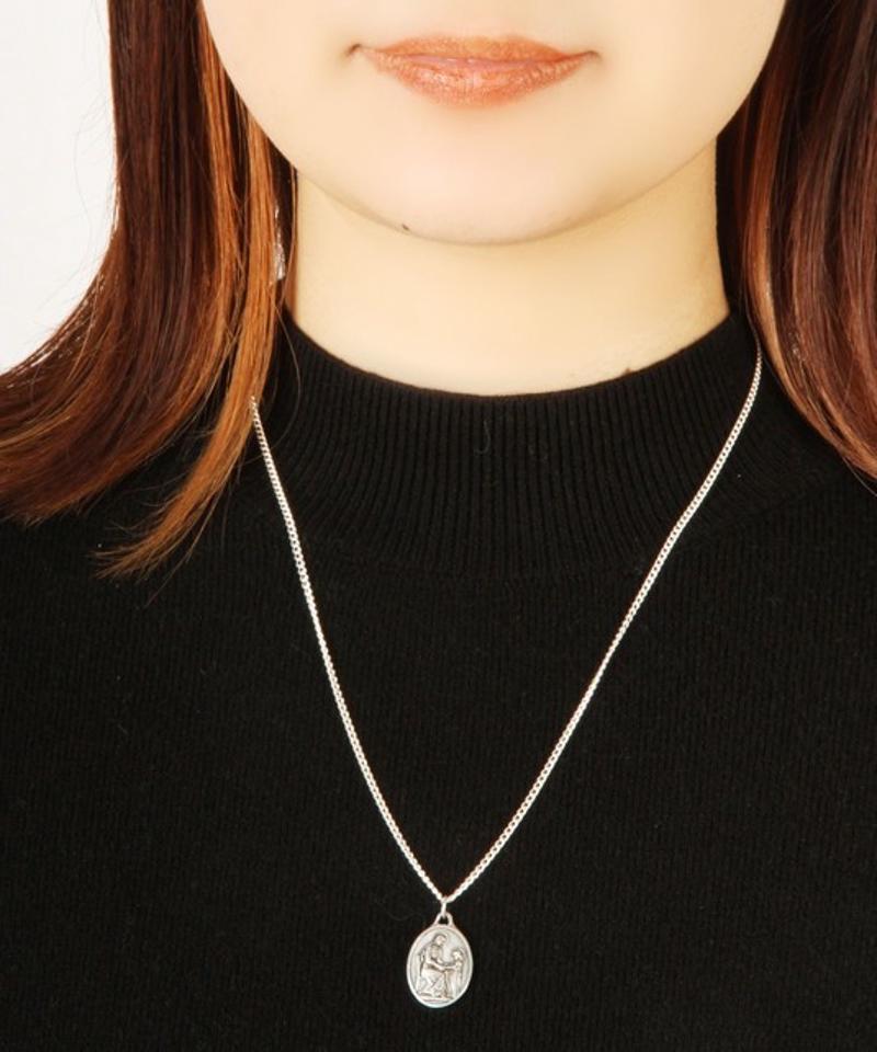 【フランスヴィンテージメダイ】シルバー925 イエスとマリア楕円ネックレス