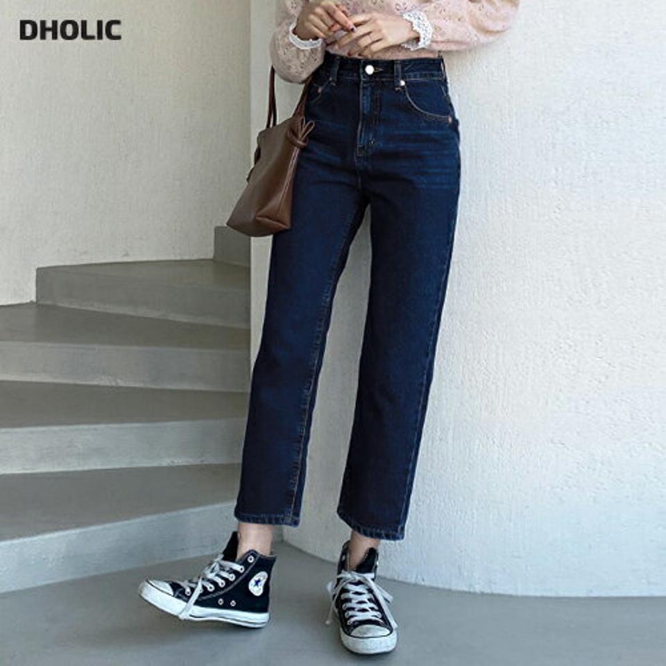 ディープブルーデニムパンツ・全1色・t62621 レディース 【pt】【韓国 ファッション ボトムス パンツ デニムパンツ ボタン ファスナー ベルトループ トレンディ ワイドパンツ ハイウエスト 無地 体型カーバー カジュアル 秋 冬】