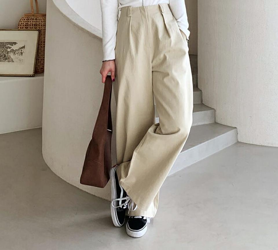 ボリュームパンツ・全2色・t62613 レディース 【pt】【韓国 ファッション ボトムス パンツ ボリューム ファスナー ウエストゴム サイドポケット ワンタック ハイウエスト 無地 体型カーバー カジュアル 秋 冬】