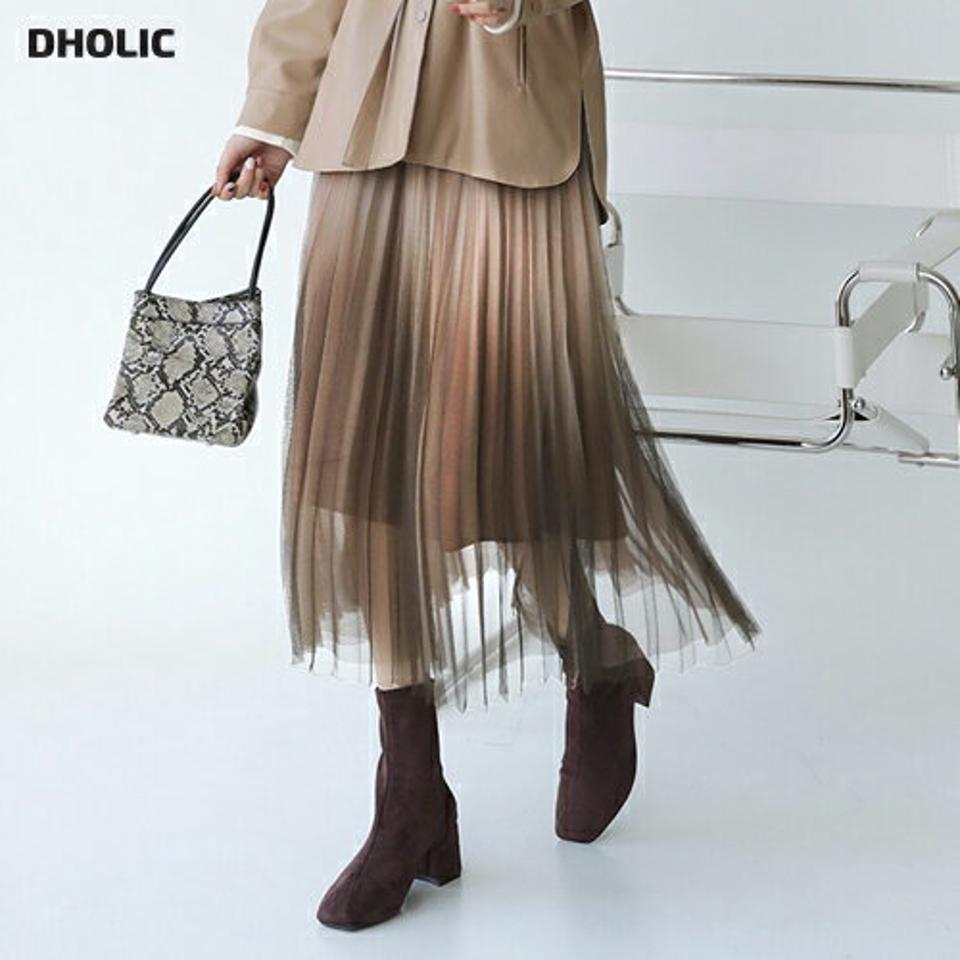 グラデチュールプリーツスカート・全2色・b62616 レディース 【sk】【韓国 ファッション ボトムス スカート ロング ロングスカート チュール プリーツスカート プリーツ ウエストゴム 体型カバー シンプル フェミニン デイリー カジュアル 秋 冬】