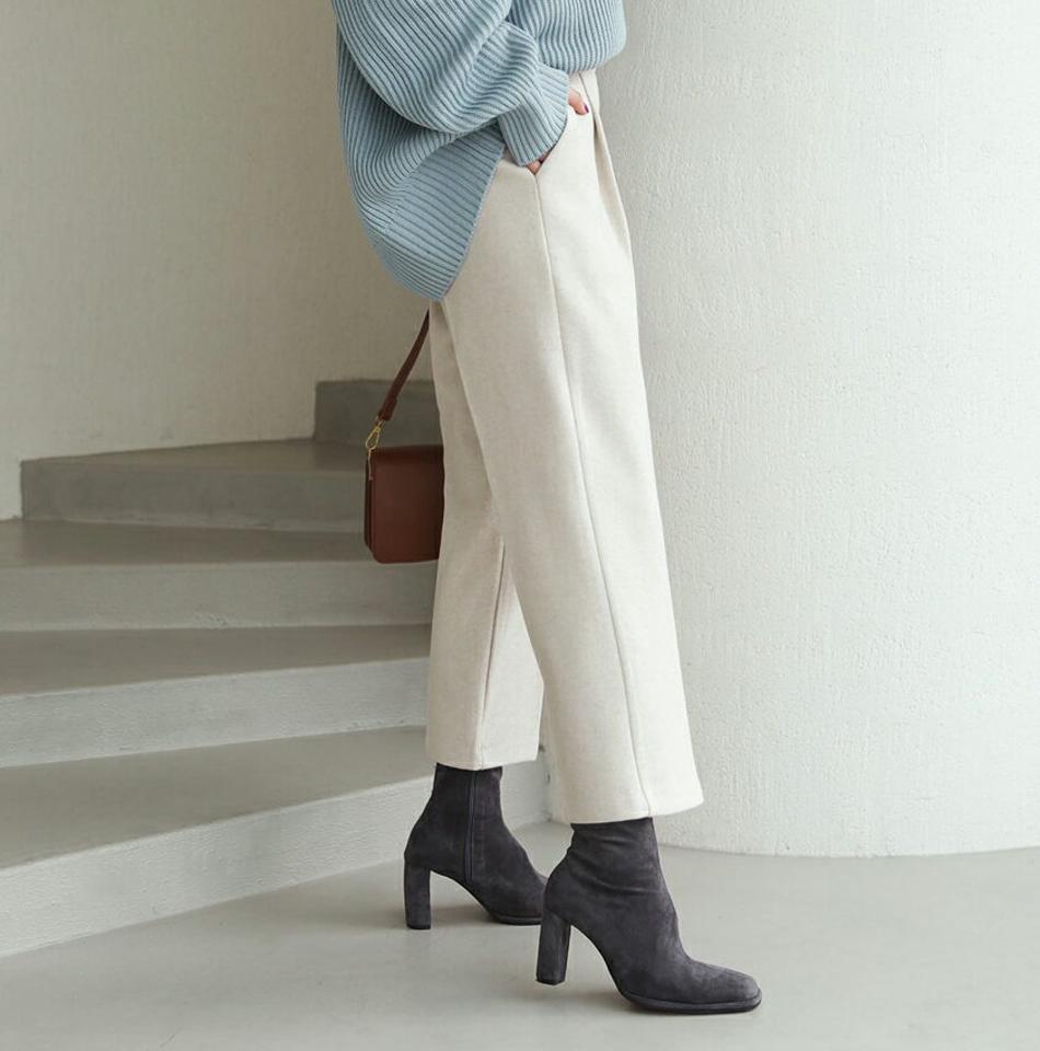 バックゴムワンタックパンツ・全3色・b62626 レディース 【pt】【韓国 ファッション ボトムス パンツ バックゴム タック ワンタック ボタン ファスナー ウエストゴム サイドポケット 無地 体型カーバー カジュアル 秋 冬】