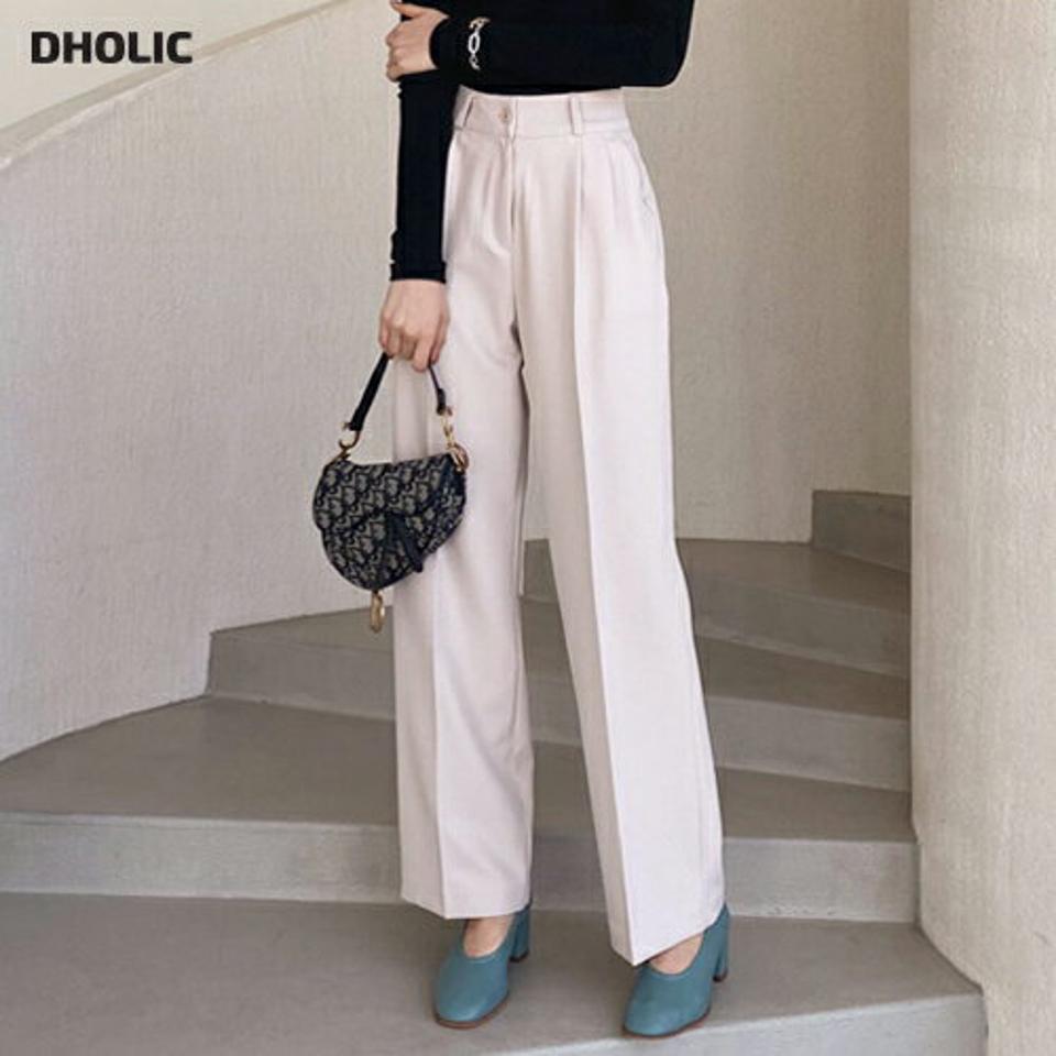 ツータックスラックスパンツ・全3色・t62586 レディース 【pt】【韓国 ファッション ボトムス パンツ スラックス ファスナー サイドポケット ツータック ベルトループ ハイウエスト 無地 体型カーバー カジュアル 秋 冬】