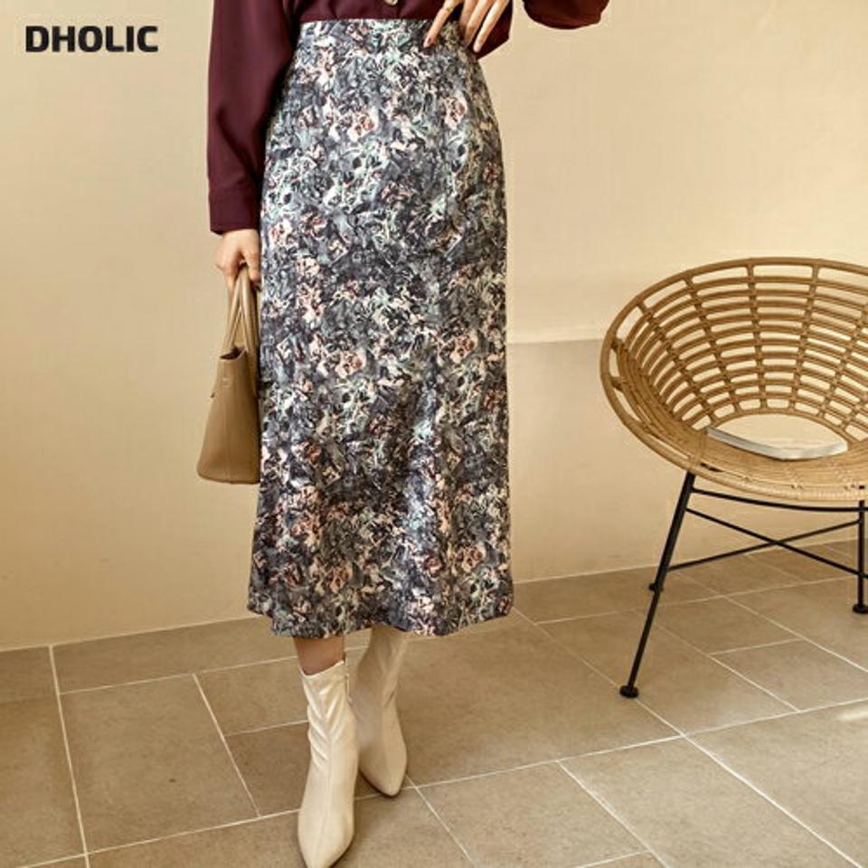 フローラルフレアスカート・全2色・t66223 レディース 【sk】【スカート ロング ロングスカート フレア フレアスカート 花柄 フラワー シック 大人 モダン 秋 冬 韓国 ファッション】【ハイホリHIHOLLI】