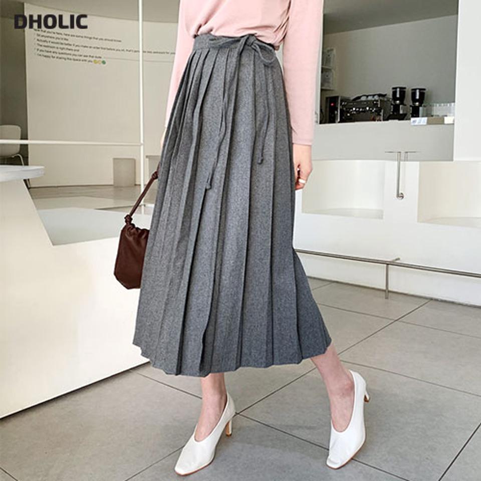 ラッププリーツスカート・全2色・t66216 レディース 【sk】【スカート ロング ロングスカート プリーツスカート プリーツ ラップデザイン ラップスカート フェミニン かわいい 秋 冬 韓国 ファッション】【ハイホリHIHOLLI】