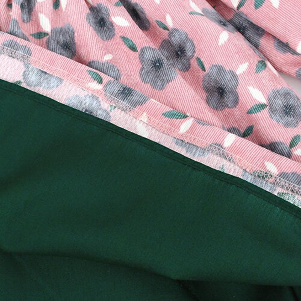 パフスリーブフラワーワンピース・p010878 キッズ【3~8才】【ops】【ワンピース 花柄 フラワー 長袖 パフスリーブ パフ袖 可愛い かわいい ガーリー 女の子 秋 冬 韓国 韓国子供服 子供 こども 子供服 こども服】【KIDS】