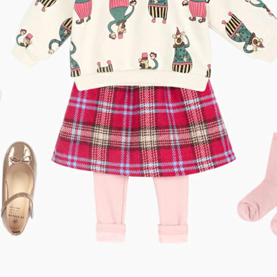 ウールミックスチェックスカート・p010865 キッズ【3~8才】【sk】【スカート ミニスカート チェック柄 ウール ガーリー 可愛い かわいい 秋 冬 韓国 韓国子供服 子供 こども 子供服 こども服】【KIDS】