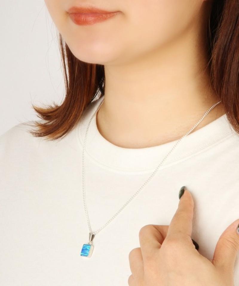 【フランス・メキシコ産一点もの】オパールサックス四角ネックレス
