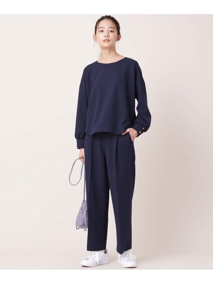 WEB限定/カットジョーゼット ブラウス+パンツ セットアップ