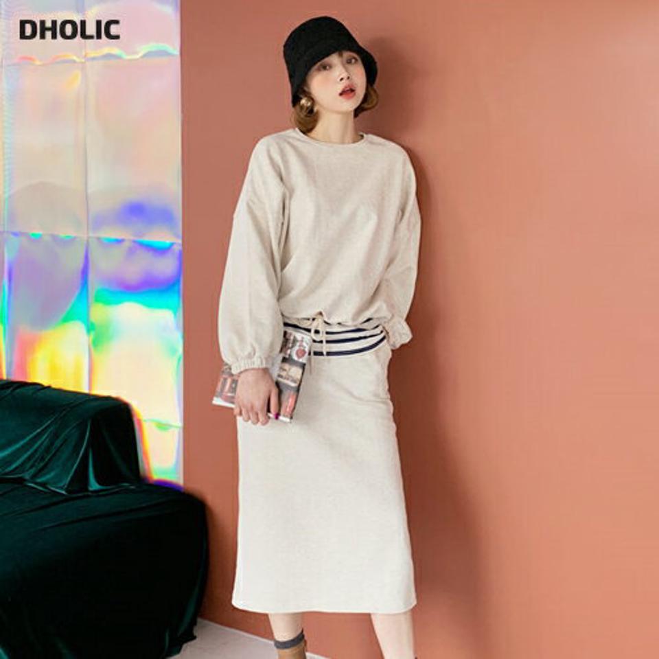 ドロストスウェット&スカートSET・全3色・t62476 レディース 【ops】【韓国 ファッション ワンピース ロング ロングワンピス セットアップ 長袖 ナチュラル ウエストゴム バックスリット 体型カバー デイリー カジュアル 秋 冬】