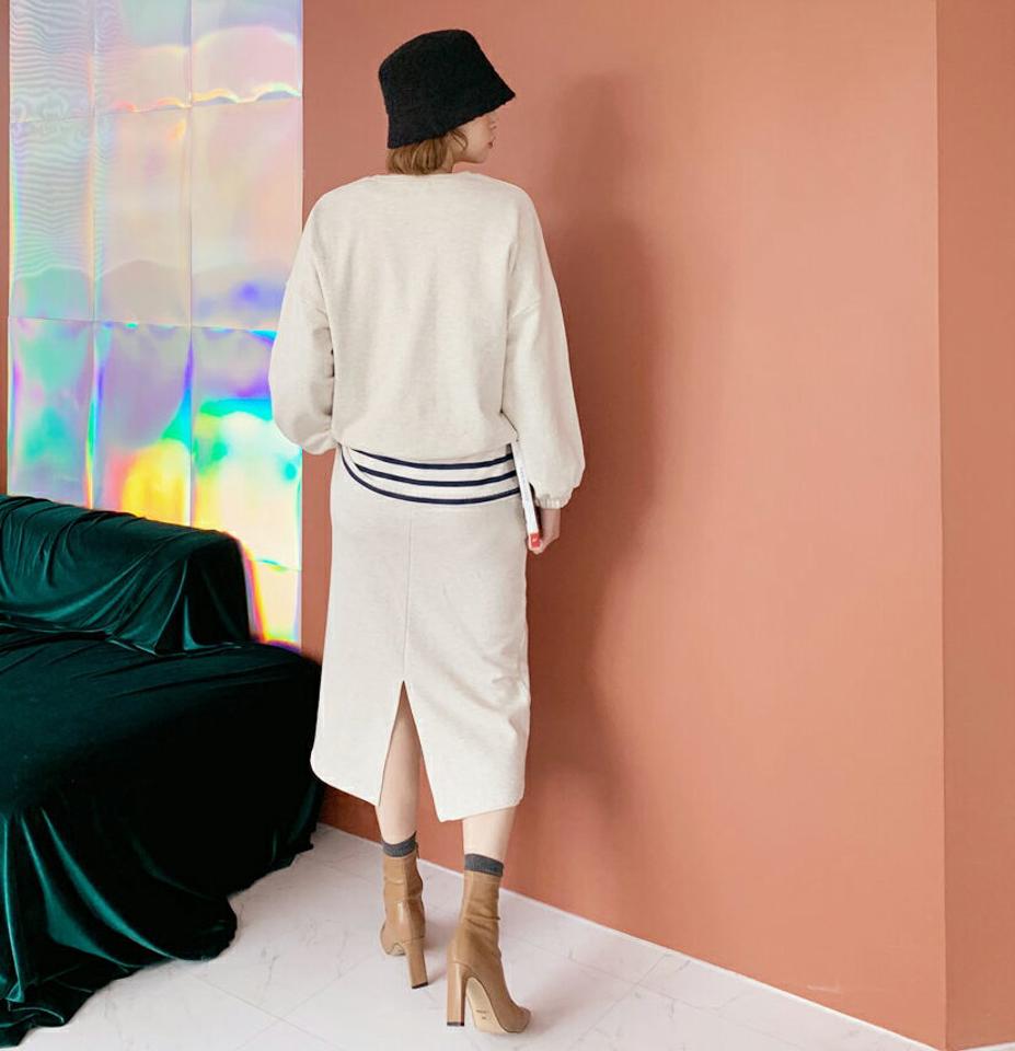 ドロストスウェット&スカートSET・全3色・t62476 レディース 【ops】【韓国 ファッション ワンピース ロング ロングワンピス セットアップ 長袖 ナチュラル ウエストゴム バックスリット 体型カバー デイリー カジュアル 秋 冬】