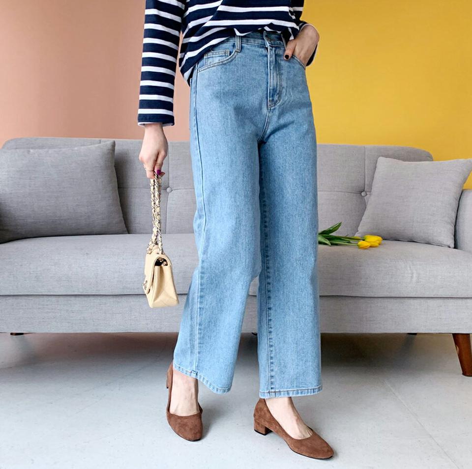 ハイウエストデニムパンツ・全3色・t62492 レディース 【pt】【韓国 ファッション ボトムス パンツ ロング デニム ベルトループ 10分丈 十分丈 ストレート ハイウエスト 無地 ベルトループ ルーズ カジュアル 秋 冬】