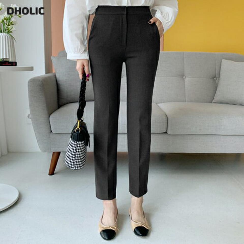 シークレットゴムスラックス・全3色・b62490 レディース 【pt】【韓国 ファッション ボトムス パンツ ロング スラックス サイドポケット 10分丈 十分丈 ストレート ハイウエスト 無地 ルーズ ウエストゴム カジュアル 秋 冬】