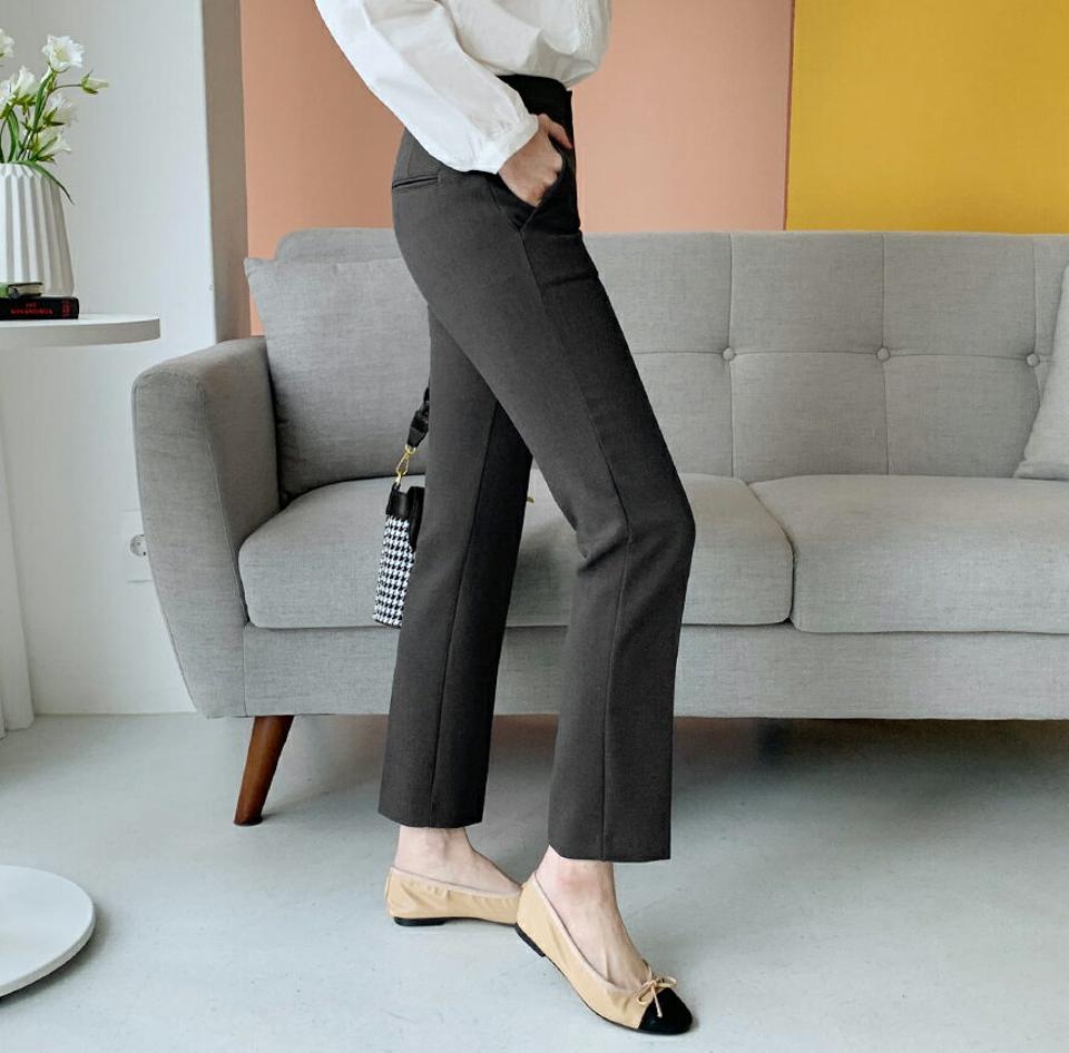 シークレットゴムスラックス・全3色・b62490 レディース 【pt】【韓国 ファッション ボトムス パンツ ロング スラックス サイドポケット 10分丈 十分丈 ストレート ハイウエスト 無地 ルーズ ウエストゴム カジュアル 秋 冬】