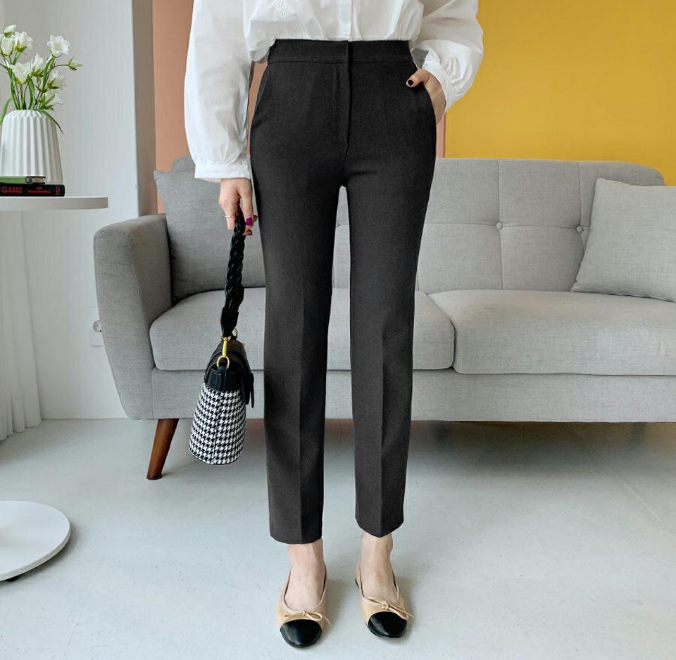 シークレットゴムスラックス・全3色・b62490 レディース 【pt】【韓国 ファッション ボトムス パンツ ロング スラックス サイドポケット 10分丈 十分丈 ストレート ハイウエスト 無地 ルーズ ウエストゴム カジュアル 秋 冬】