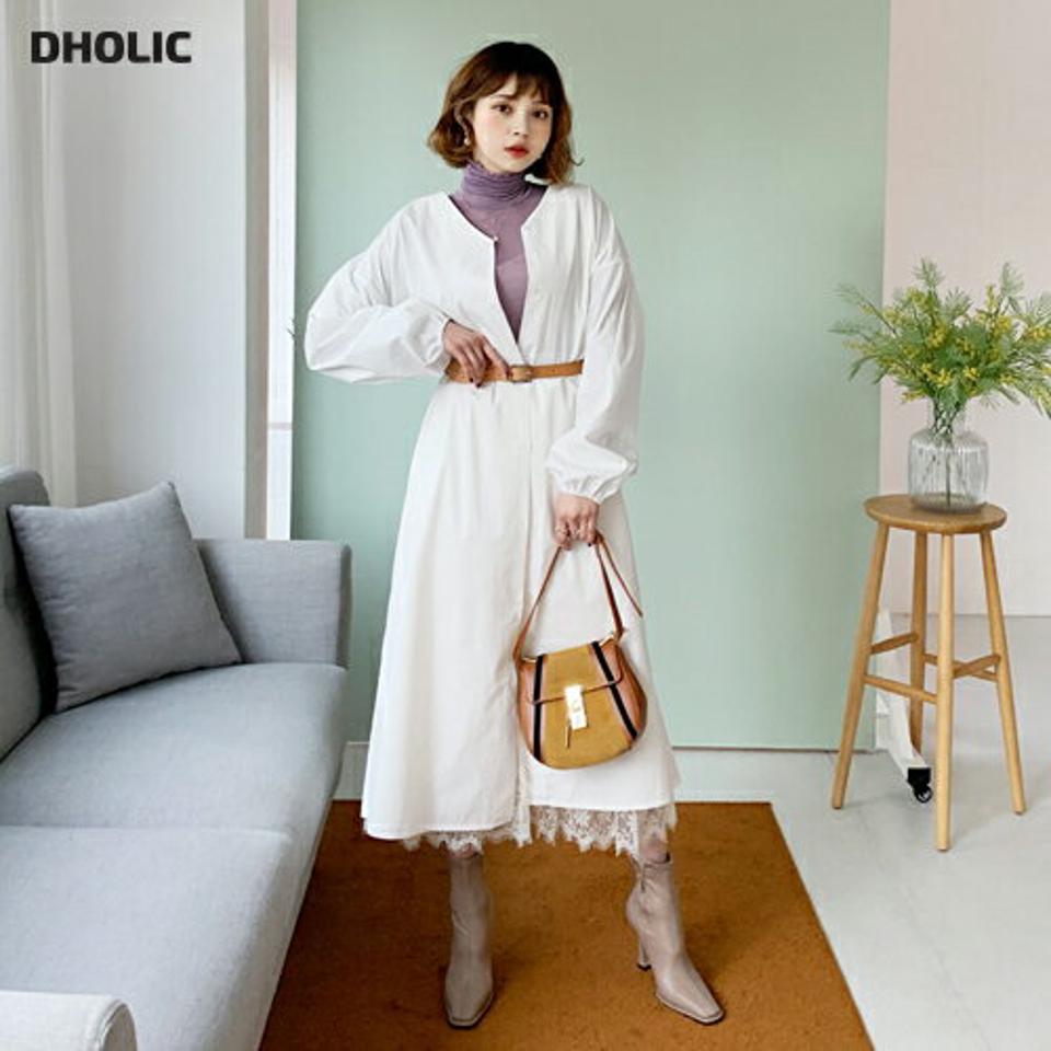 ストラップ付Vネックワンピース・全3色・t62468 レディース 【ops】【韓国 ファッション ワンピース ロング ロングワンピス 長袖 鎖骨 Vネック デコルテ ベルトループ ナチュラル 体型カバー デイリー 無地 ベーシック カジュアル 秋 冬】