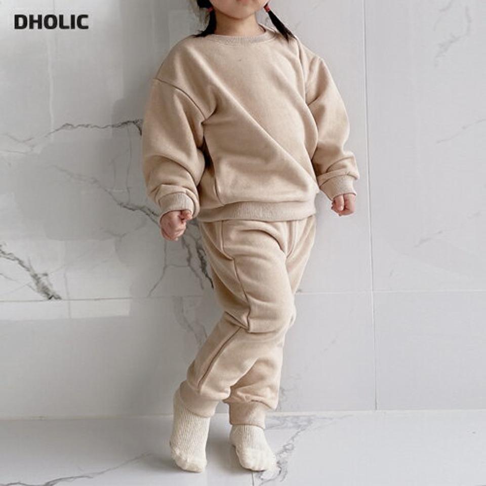 コットンスウェット上下SET(kids)・u10895 キッズ【3~8才】【set】【セットアップ setup トップス 長袖 パンツ ズボン スウェット トレーナー 単色 無地 シンプル コットン 綿 秋 冬 韓国 韓国子供服 子供 こども 子供服 こども服】【KIDS】