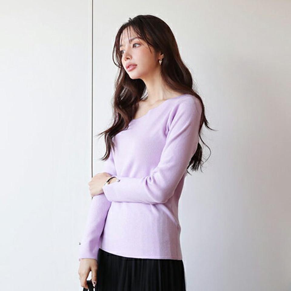 ダイアゴナルスリットニット・全4色・b66366 レディース 【tops】【トップス ニット ニットトップス 長袖 ダイアゴナル スリット 単色 無地 シンプル レディ 大人 上品 ユニーク パール 秋 冬 韓国 ファッション】【ハイホリHIHOLLI】