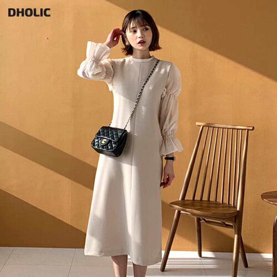 スリーブレスワンピース・全2色・t64809 レディース 【ops】【韓国 ファッション ワンピース ロング ロングワンピス Aライン ラウンドネック スリーブレス バックスリット ファスナー ライン カジュアル 秋 冬】