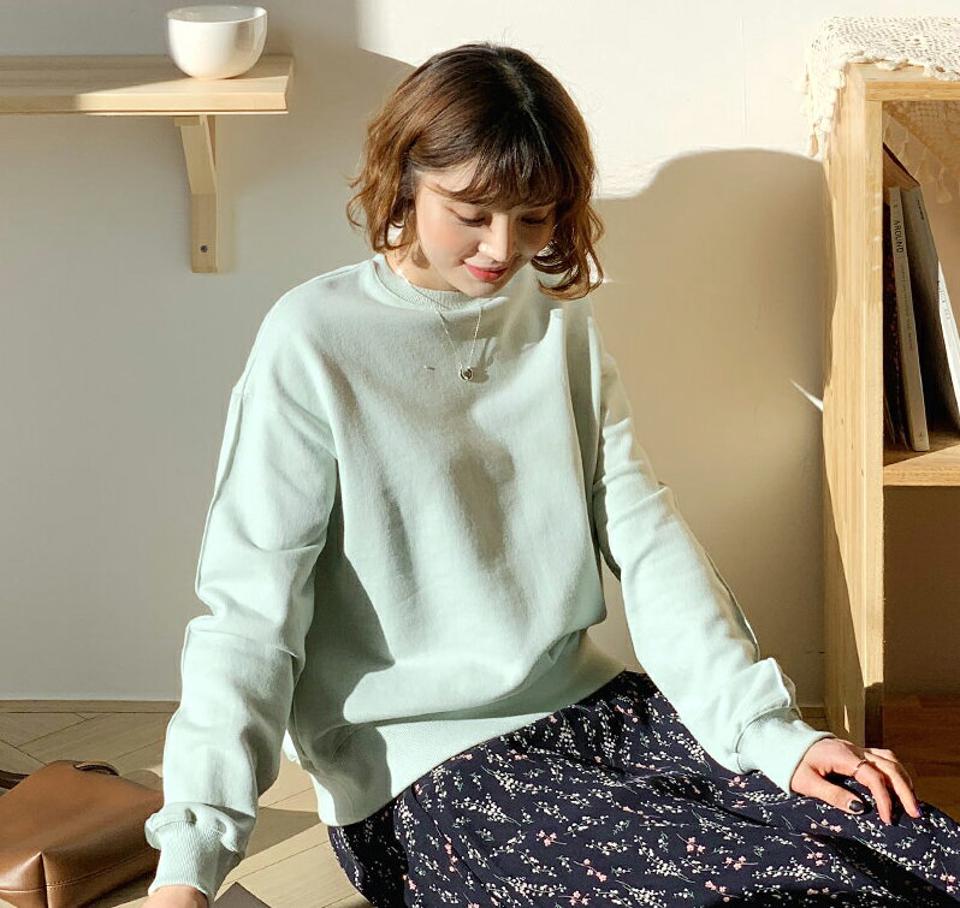 ラインディテールスウェット・全5色・t64805 レディース 【tops】【韓国 ファッション トップス スウェット Tシャツ カットソー 長袖 ラウンドネック 無地 ルーズ シンプル ゆったり デイリー ベーシック カジュアル カジュアル 秋 冬】