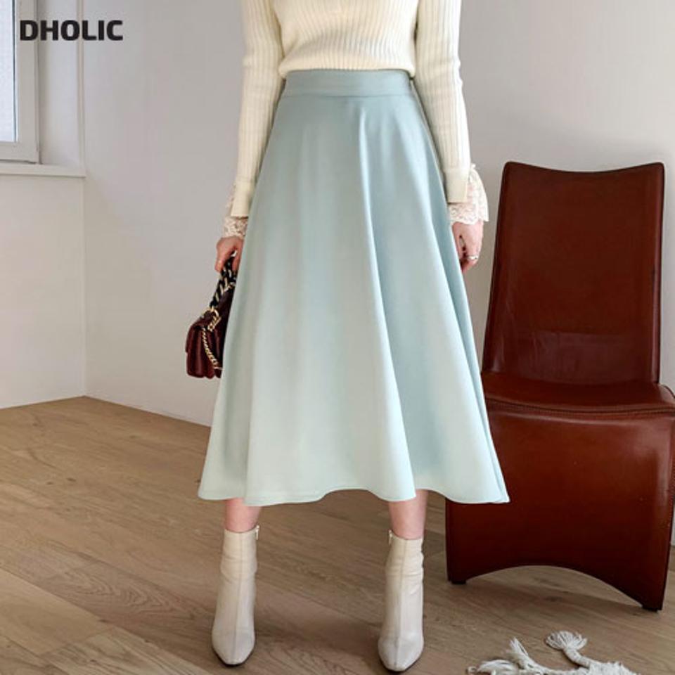 パステルフレアスカート・全5色・t66391 レディース 【sk】【スカート ロング ロングスカート フレア フレアスカート 単色 無地 シンプル パステル きれいめ かわいい 可愛い 秋 冬 韓国 ファッション】【ハイホリHIHOLLI】