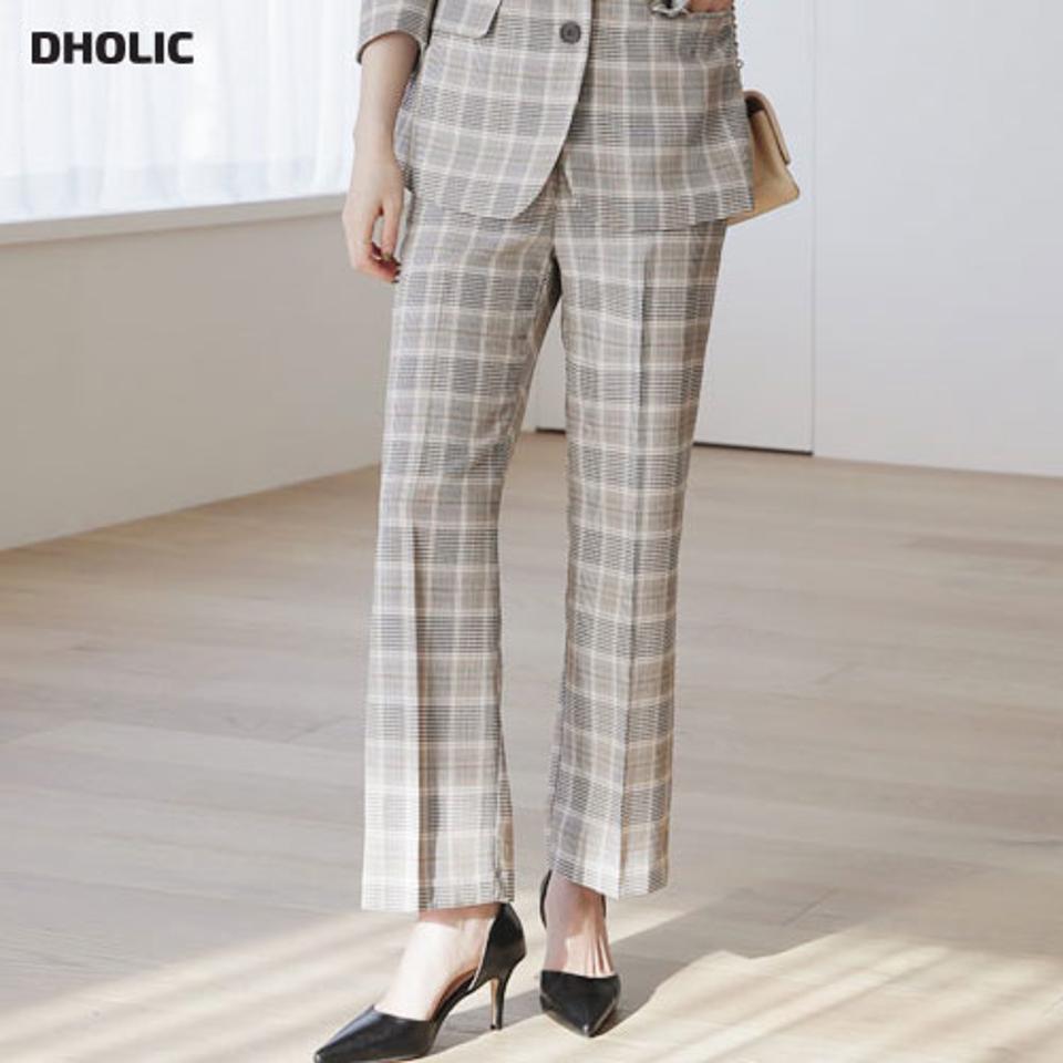 チェックスラックス・全2色・t66386 レディース 【pt】【スラックス パンツ ズボン ロングパンツ チェック柄 グレンチェック 大人 オフィスカジュアル モード 秋 冬 韓国 ファッション】【ハイホリHIHOLLI】