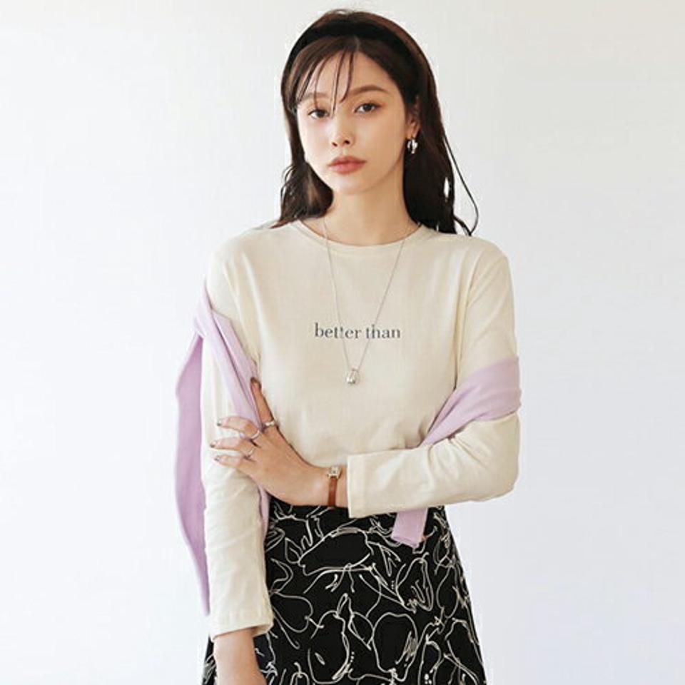 better thanロゴTシャツ・全4色・t66362 レディース 【tops】【トップス Tシャツ 長袖 ロンT ロゴ ロゴT カジュアル ラフ シンプル 秋 冬 韓国 ファッション】【ハイホリHIHOLLI】