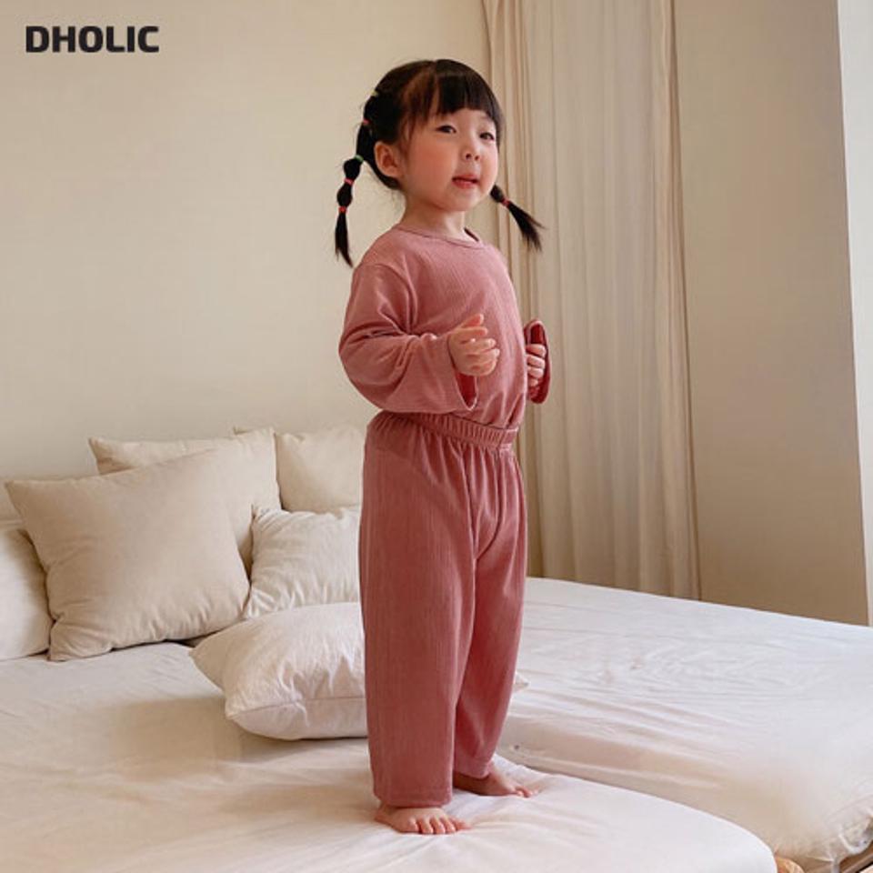 リブTシャツルームウェアSET・u10914 キッズ【3~8才】【uw】【ルームウェア 部屋着 パジャマ トップス 長袖 パンツ ズボン リブ カジュアル 単色 無地 女の子 男の子 秋 冬 韓国 韓国子供服 子供 こども 子供服 こども服】【KIDS】