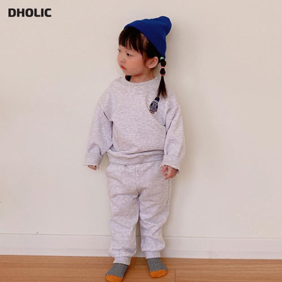 野球ワッペンスウェット上下SET・u10915 キッズ【3~8才】【set】【セットアップ setup トップス スウェット トレーナー パンツ ズボン 単色 無地 シンプル カジュアル ラフ 秋 冬 韓国 韓国子供服 子供 こども 子供服 こども服】【KIDS】