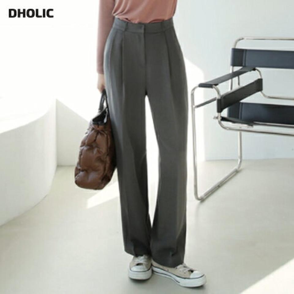 【只今10%OFF】ツータックワイドスラックス・全2色・t66297 レディース 【pt】【スラックス パンツ ズボン ロングパンツ ツータック 単色 無地 シンプル 大人 きれいめ オフィスカジュアル ワイドスラックス ワイド 秋 冬 韓国 ファッション】【ハイホリHIHOLLI】