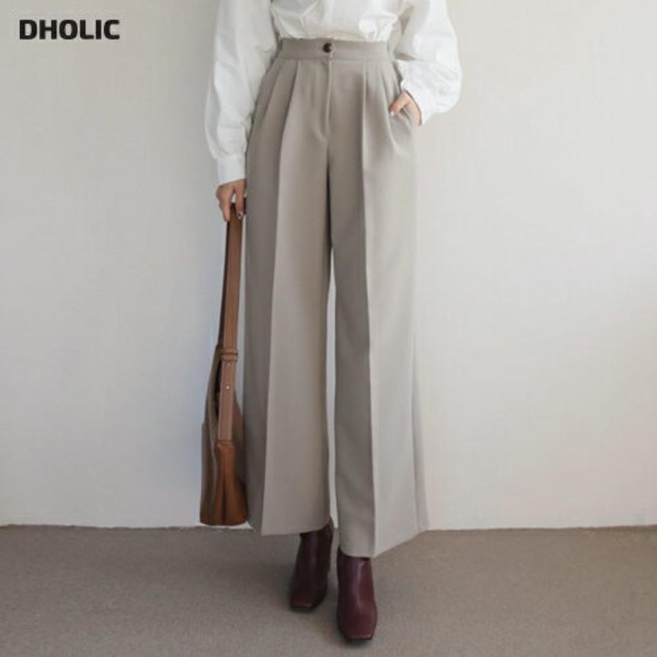 ワイドスラックス・全4色・t66316 レディース 【pt】【スラックス ワイドスラックス ワイド パンツ ズボン ロングパンツ 単色 無地 シンプル 大人 きれいめ 秋 冬 韓国 ファッション】【ハイホリHIHOLLI】